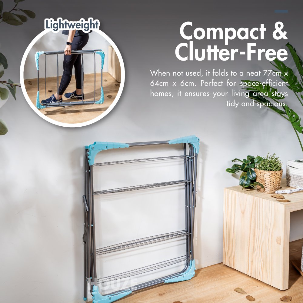 LN-5322-Deich-3-Tier-15M-Folding-Free-Clothes-Airer-04 Deich 3-Tier 15M Folding Free Clothes Airer (Blue) - Laundry | Rack | Organizer | Towels